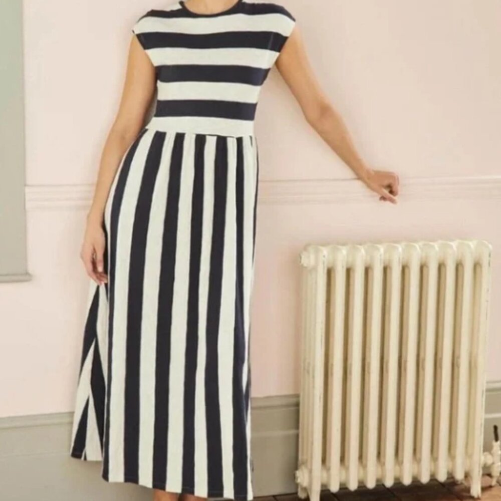 Boden Blue and White Striped Maxi Dress